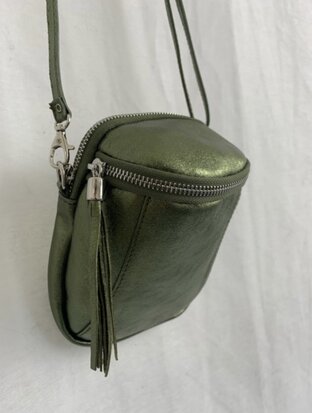 River Mobile Bag - metallic legergroen