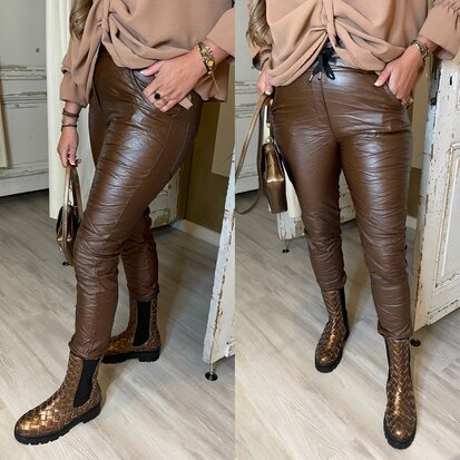 Lorena coating joggingbroek - BRUIN