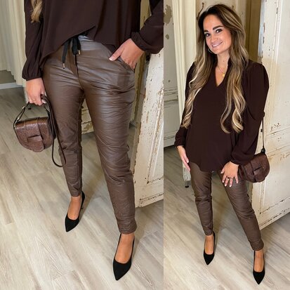 Lorena coating joggingbroek - BRUIN