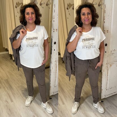 G Maxx – Dafne T-Shirt Offwhite/Klei