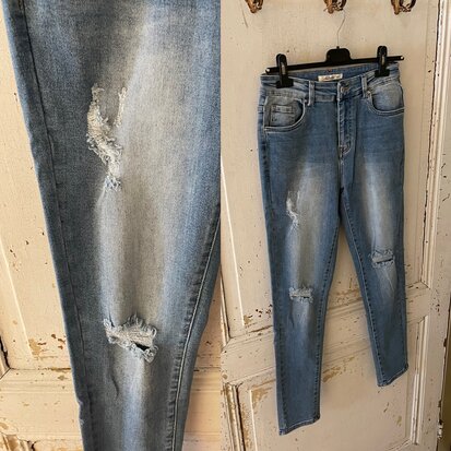 Jewelly jeans denim met scheuren
