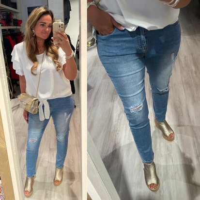 Jewelly jeans denim met scheuren