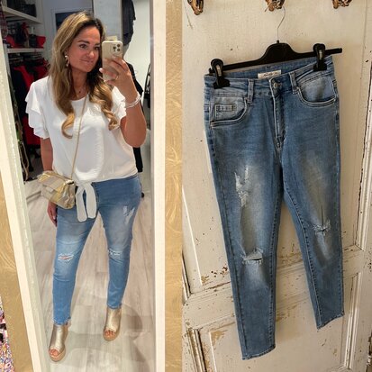 Jewelly jeans denim met scheuren