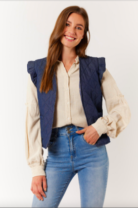 G Maxx - Alette Gilet Denim donkerblauw