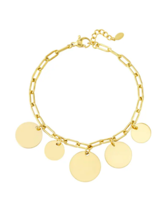 Schakelarmband met rondjes - goud