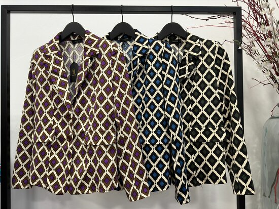 Chastar Callisto travelkwaliteit blazer print AUBERGINE