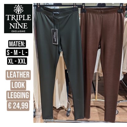 Triple Nine leather look legging - GROEN