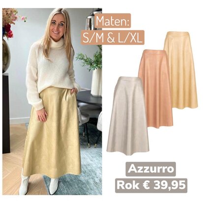 Azzurro leather look rok - goud