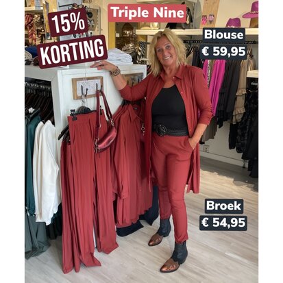 TRIPLE NINE travelstof blouse - roest