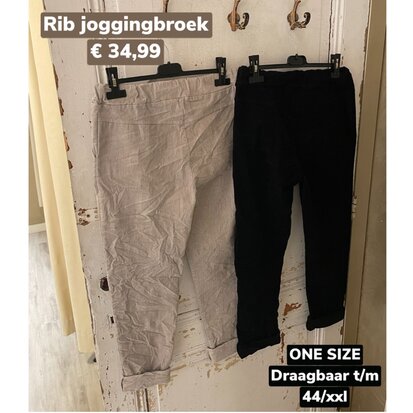 Lara SUEDE/RIB BASIC JOGGINGBROEK beige