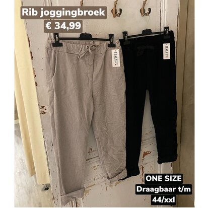 Lara SUEDE/RIB BASIC JOGGINGBROEK beige