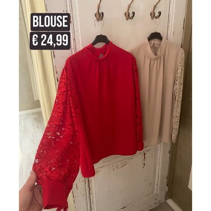 Kelly blouse met lace mouw - rood