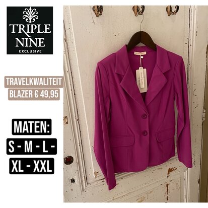 Triple Nine Travelstof blazer - aubergine 