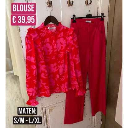 26. Azzurro leather look broek met rechte pijp - rood