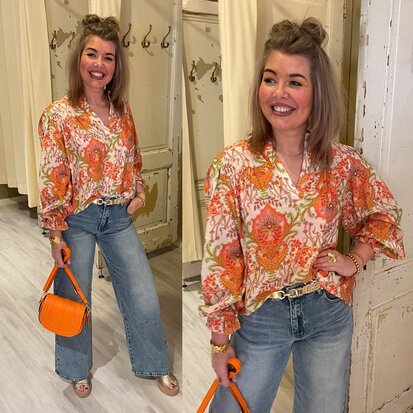 Bernice Florien blouse - oranje
