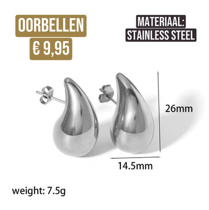 Druppel oorbellen Bella zilver