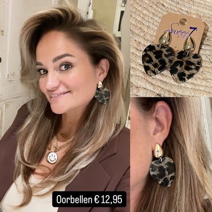 Kelly oorbellen leopard hart