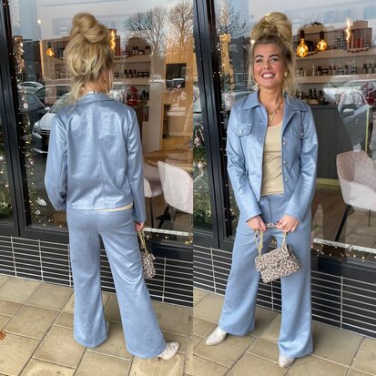 Suede glans jacket blauw