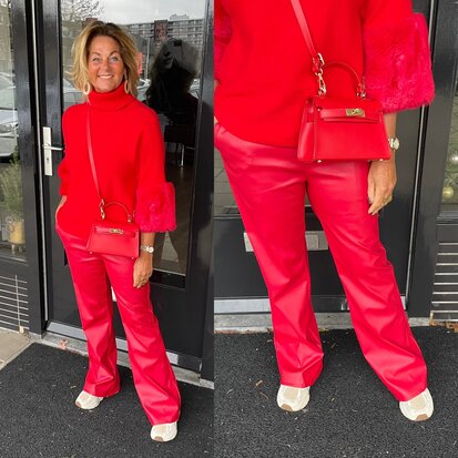 Romy leather look broek - rood