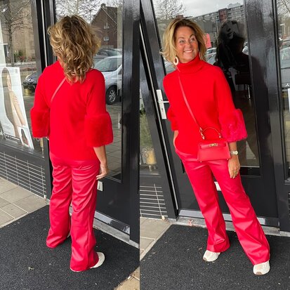 Romy leather look broek - rood