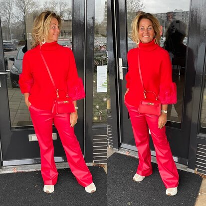 Romy leather look broek - rood