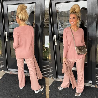 Sam rib sweater oud roze