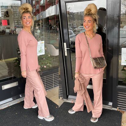 Sam rib sweater oud roze