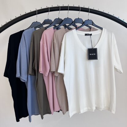 IVY BEA shirt offwhite v hals
