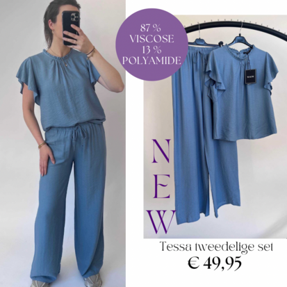 Tessa tweedelige set denim
