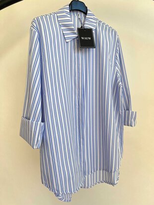 Sandra streep blouse - offwhite met blauwe strepen 0.1