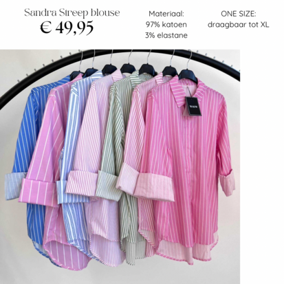 Sandra streep blouse - offwhite met blauwe strepen 0.1