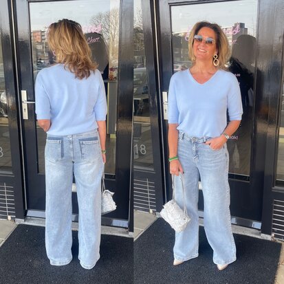 Yasmine fijngebreide top licht blauw