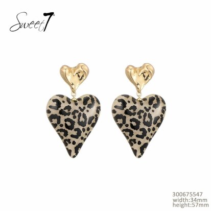 Hart oorbellen leopard