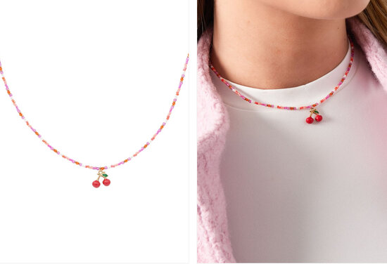 Ketting cherry moment - Roze multi