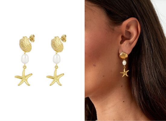 Oorbellen sea life - Goud kleur