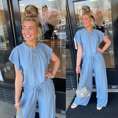 Tessa tweedelige set denim