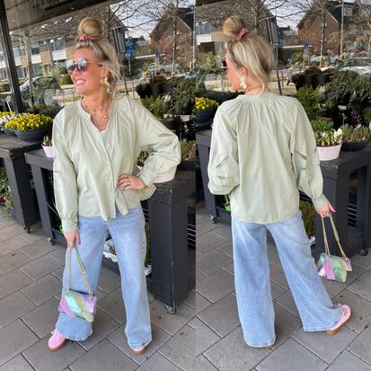 Kitty katoen blouse - army