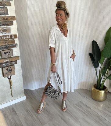 Jessica kraag jurk offwhite