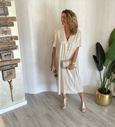 Glans Esmee jurk beige