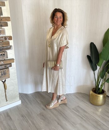 Glans Esmee jurk beige