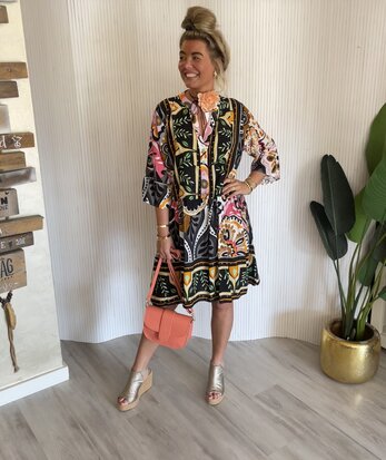 Lieke print jurk zwart