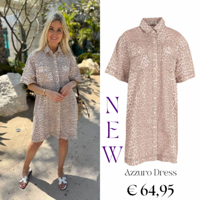 Azzurro jurk leopard beige