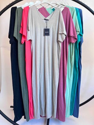 Bella badstof jurk denim blauw