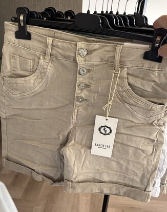 KAROSTAR denim short - beige 6 knopen