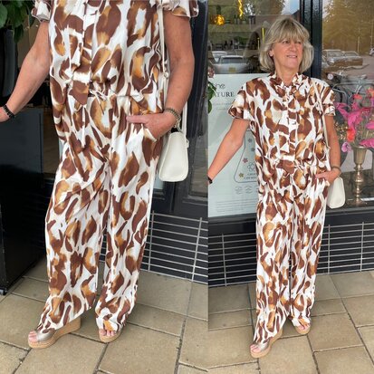 Leopard tweedelige set bruin