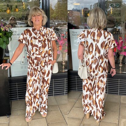 Leopard tweedelige set bruin