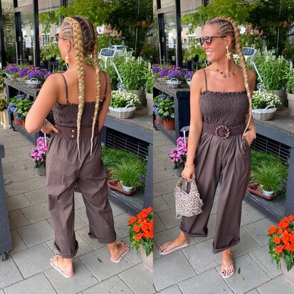 Offshoulder jumpsuit bruin