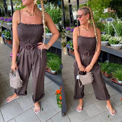 Offshoulder jumpsuit bruin