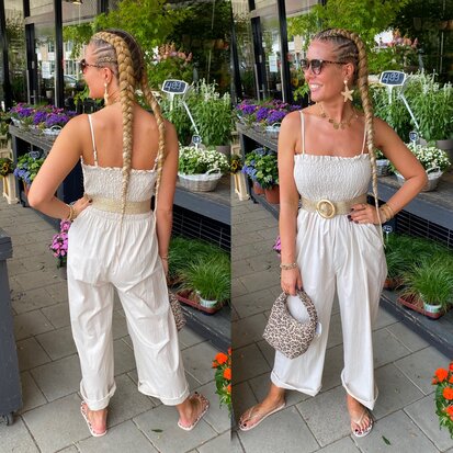 Offshoulder jumpsuit beige