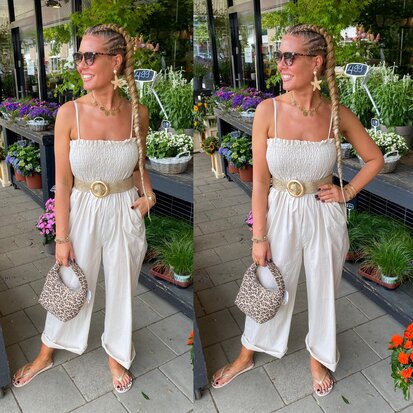 Offshoulder jumpsuit beige
